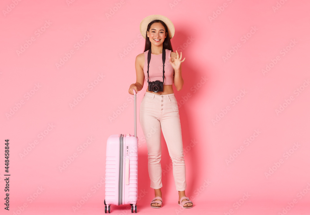 Tourism, summer vacation, holidays abroad concept. Full length of