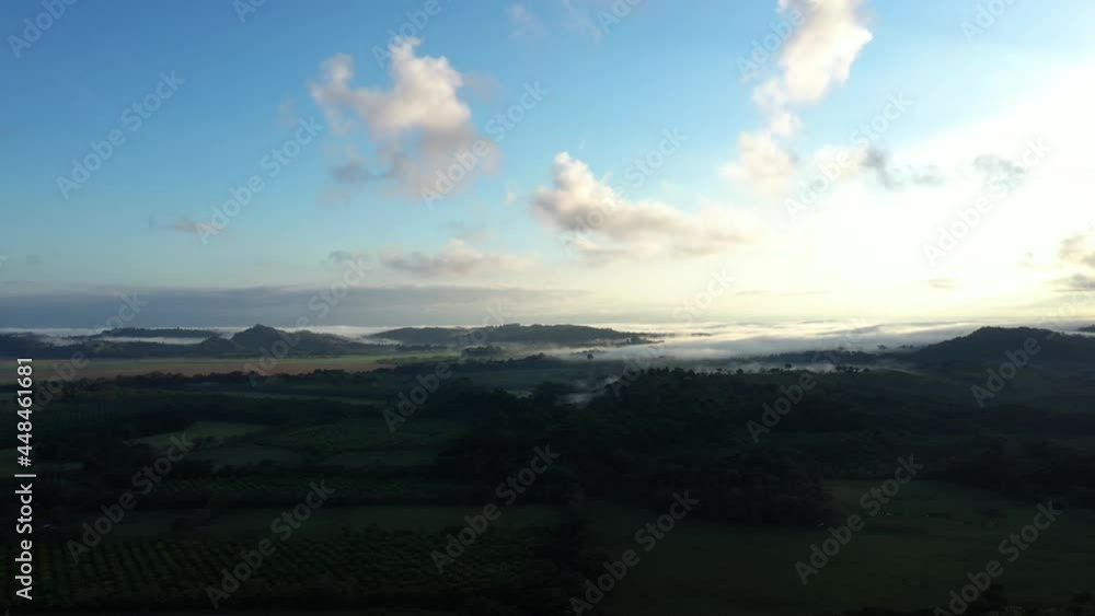 Sunrise over splendid Costa Rica wild landscape tropical environment forest and meadow Sunrise over splendid Costa Rica wild landscape tropical environment forest and meadow