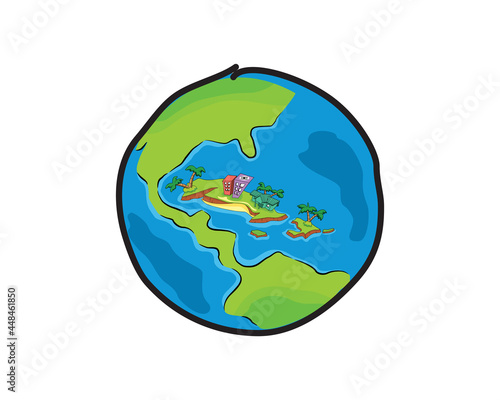 Earth Planet With Home and City Around