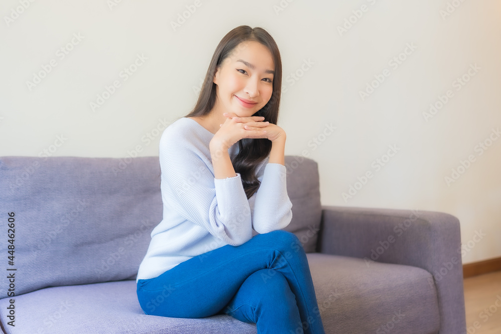 Portrait beautiful young asian woman relax smile on sofa Portrait beautiful young asian woman relax smile on sofa
