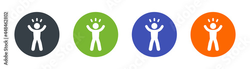 Cheerful icon set. Person with hand up icon vector illustration
