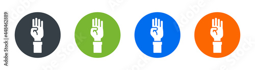 Hand showing count finger number four icon vector illustration. Four finger in hand sign photo