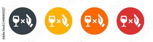Hand gesture reject wine glass. Stop drinking alcohol sign symbol vector illustration. Sober icon vector.
