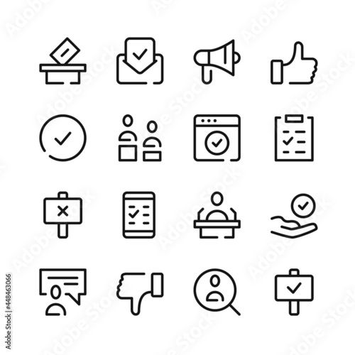 Voting icons. Vector line icons. Simple outline symbols set
