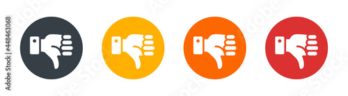 Set of dislike icons. Thumb down icon sign.