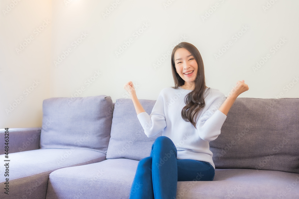 Portrait beautiful young asian woman relax smile on sofa Portrait beautiful young asian woman relax smile on sofa