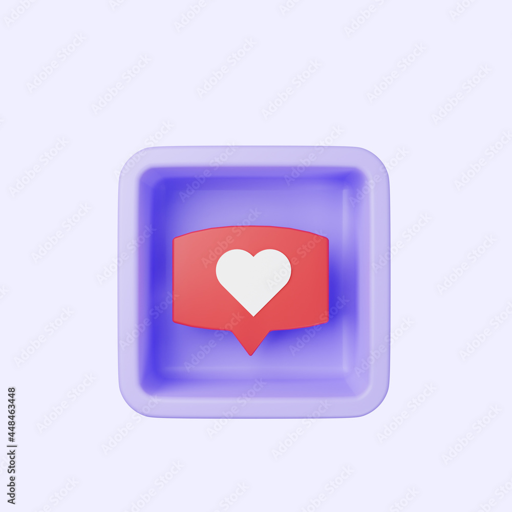 3d illustration of simple icon chat love on cube 3d illustration of simple icon chat love on cube