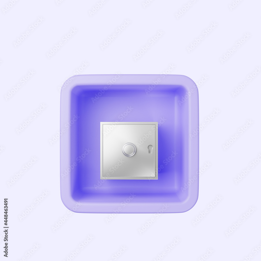 3d illustration of simple icon safe banks on cube 3d illustration of simple icon safe banks on cube