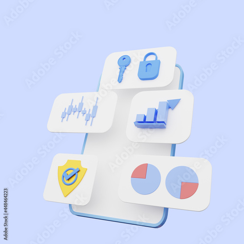 3d illustration of user interface on smartphone