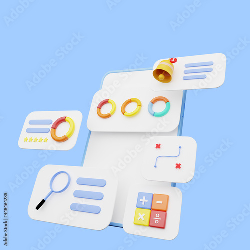 3d illustration of user interface on smartphone