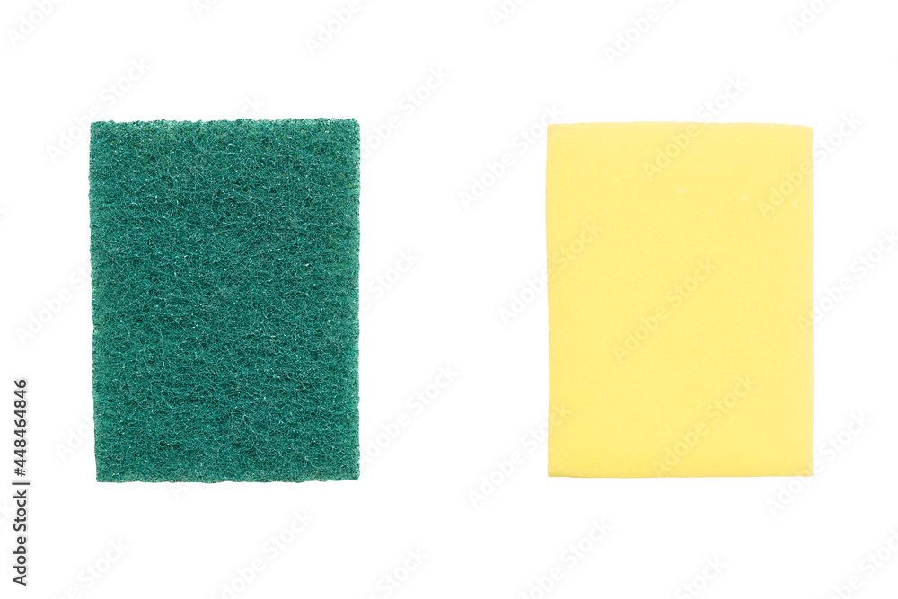 dish sponge with scouring pad isolated on white background dish sponge with scouring pad isolated on white background