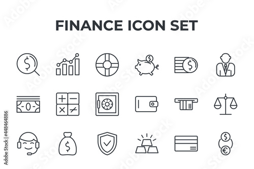 finance set icon, isolated finance set sign icon, vector illustration
