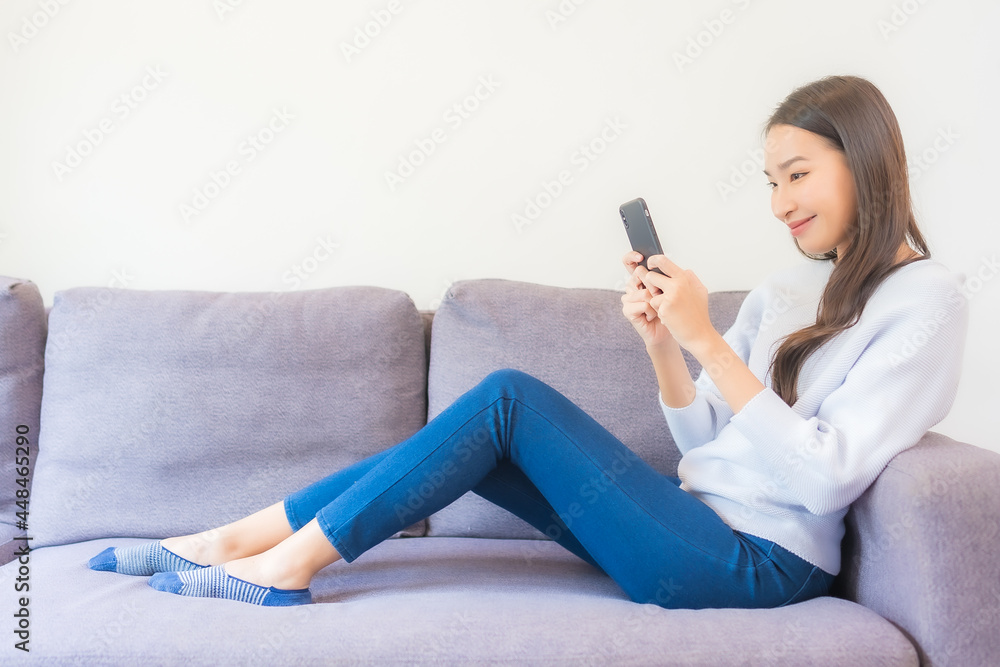 Portrait beautiful young asian woman use smart mobile phone Portrait beautiful young asian woman use smart mobile phone