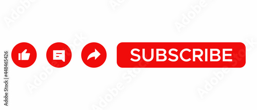 Like, Comment, Share and Subscribe Button. Icon Set of Streaming Video App. Vector Illustration