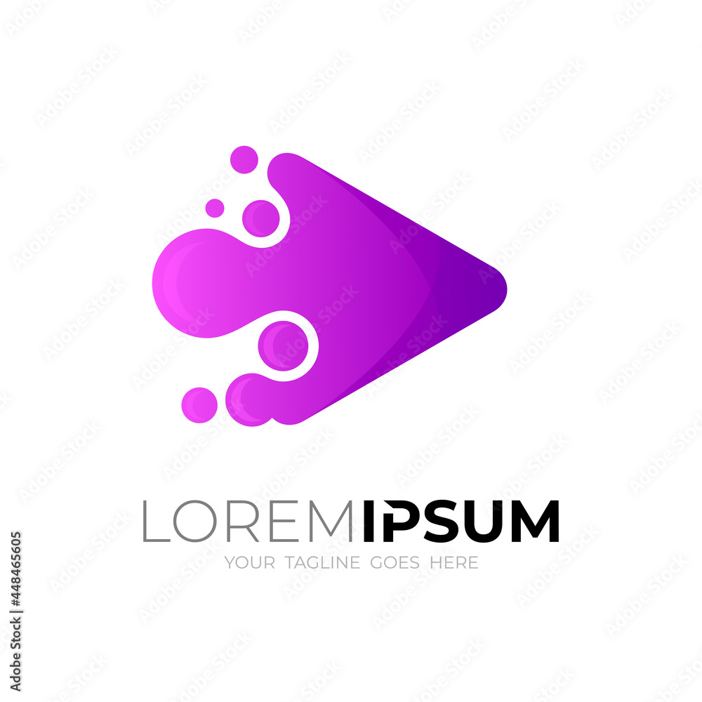 Fototapeta premium Simple play logo and water drop design vector