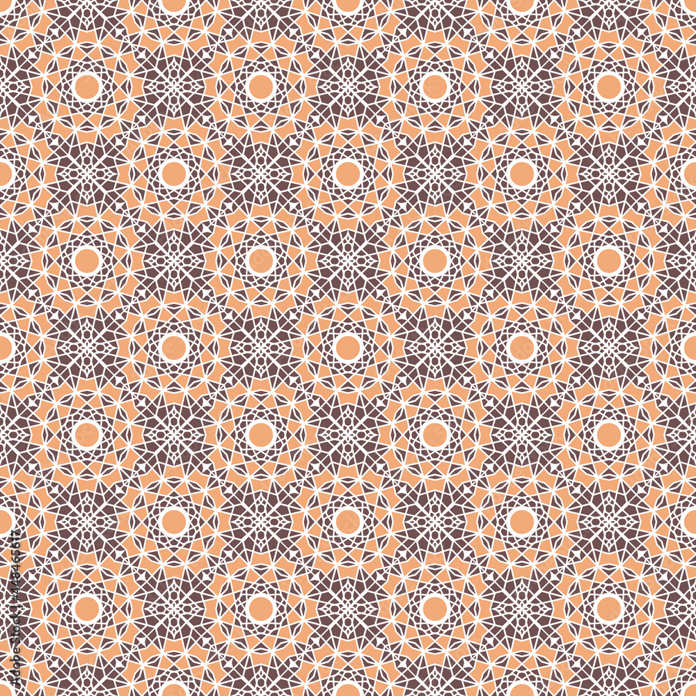 Seamless texture with arabic geometric ornament. Vector asian mosaic pattern with alternating decorative elements