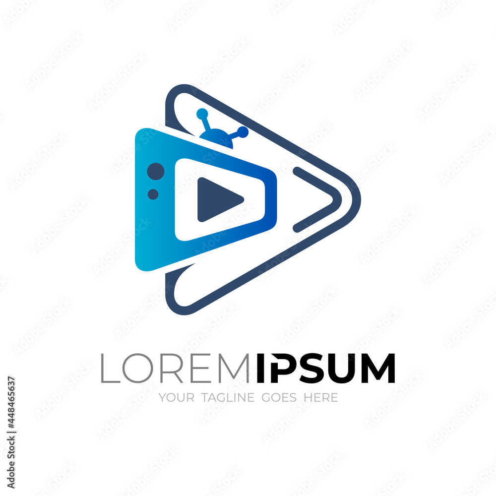 Abstract media logo with play design illustration Abstract media logo with play design illustration