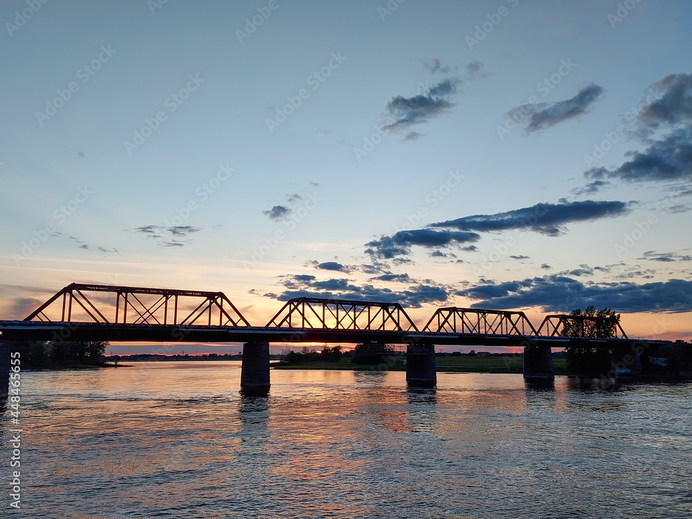 Naklejka premium Des Prairies rivers in Montreal at Sunset, Quebec, Canada