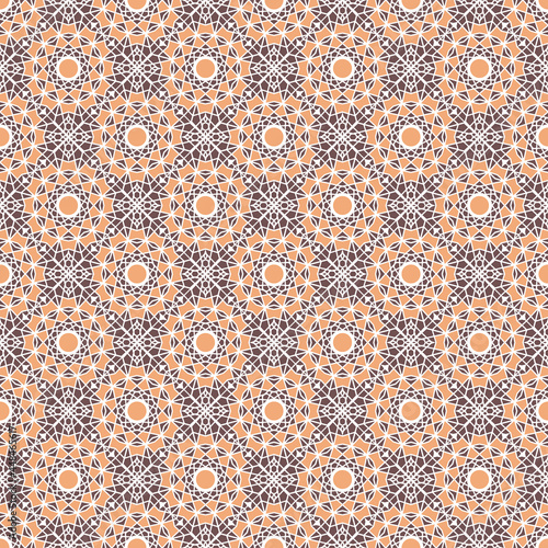 Seamless texture with arabic geometric ornament. Vector asian mosaic pattern with alternating decorative elements