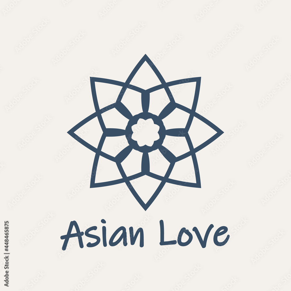Mosaic arabic linear ornament. Vector geometric star emblem for ornamental design or logos. Asian love symbol Mosaic arabic linear ornament. Vector geometric star emblem for ornamental design or logos. Asian love symbol