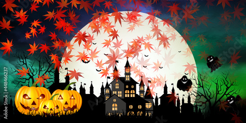 ハロウィン　かぼちゃ　城　背景
