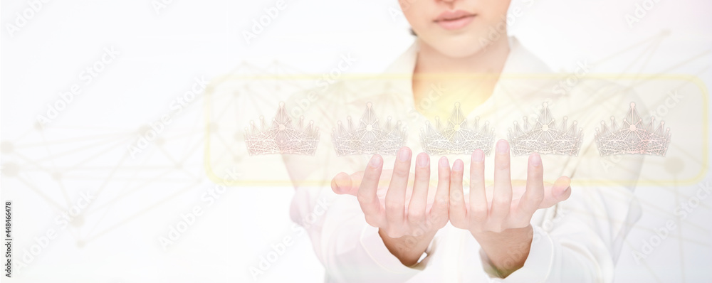Naklejka premium All review and comment Score is in Pageant lover hand as digital online via internet. Miss Beauty Pageant Queen Contest get Gold five star Vote Rating and satisfy Diamond Crown