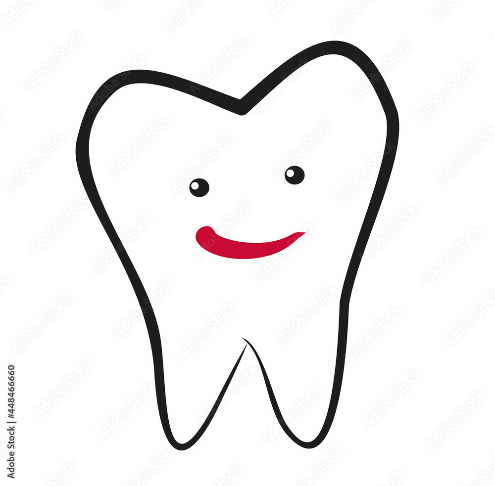 Funny Healthy Smiling White Single Tooth Funny Healthy Smiling White Single Tooth