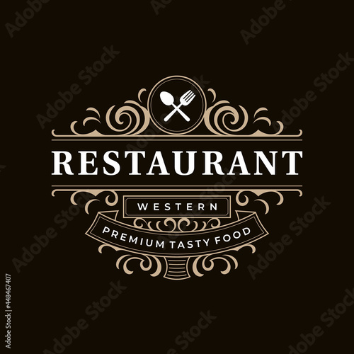 Restaurant vintage retro decorative western ornamental luxury logo