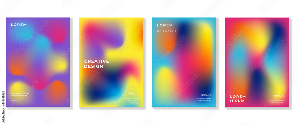 Fluid gradient background. Minimalist posters, cover, wall arts with colorful geometric shapes and liquid color. Modern wallpaper design for presentation, home decoration.  website and banner