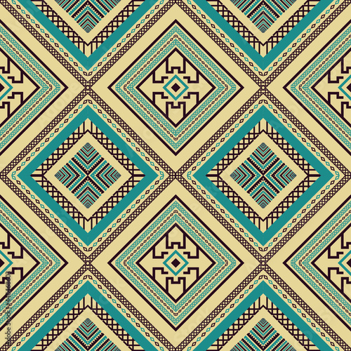 Geometric ethnic oriental seamless pattern traditional ีusing for background,carpet,wallpaper,clothing,wrapping,Batik,fabric,Vector illustration. embroidery style. 