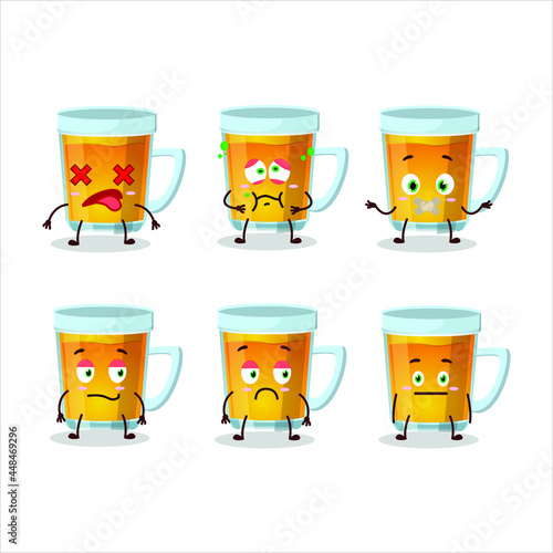 Glass of tea cartoon character with nope expression. Vector illustration