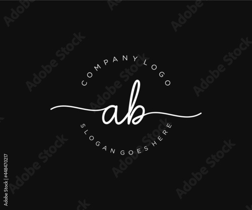 initial AB Feminine logo beauty monogram and elegant logo design, handwriting logo of initial signature, wedding, fashion, floral and botanical with creative template.