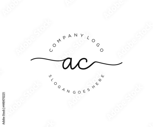 initial AC Feminine logo beauty monogram and elegant logo design, handwriting logo of initial signature, wedding, fashion, floral and botanical with creative template.