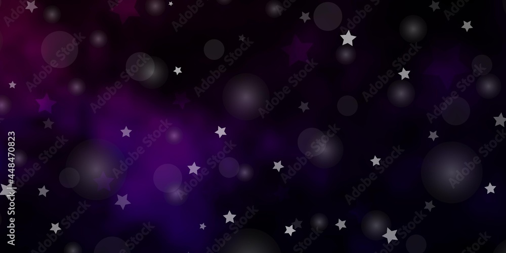 Dark Purple, Pink vector texture with circles, stars. Dark Purple, Pink vector texture with circles, stars.