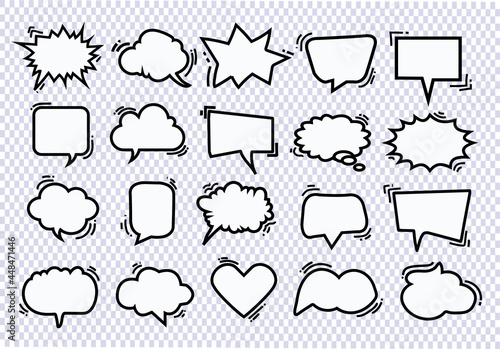 PrintComic Bubble Speech Balloons Speech Cartoon Vector black and white colour