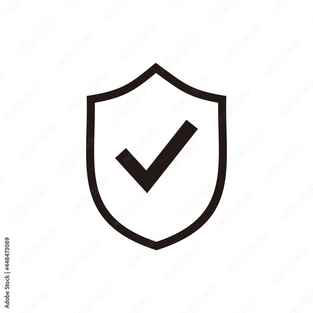 Shield with checkmark icon vector illustration symbol Shield with checkmark icon vector illustration symbol