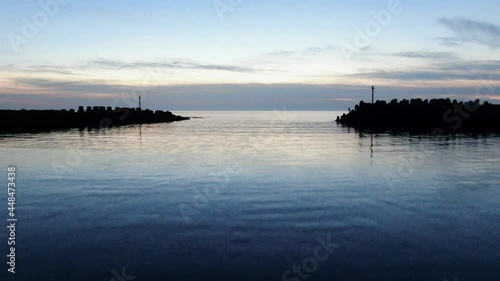 Wallpaper Mural Low Flight Over Pacific Ocean´s Surface. Harbour In Northern Taiwan, New Taipei City. Torontodigital.ca