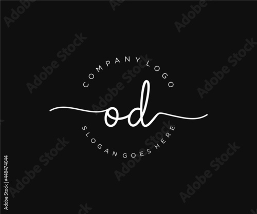 initial OD Feminine logo beauty monogram and elegant logo design, handwriting logo of initial signature, wedding, fashion, floral and botanical with creative template.