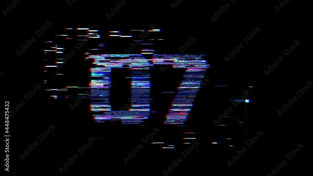 4k Animation of Glitch interference countdown numbers from 10 to 1