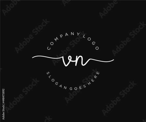 initial VN Feminine logo beauty monogram and elegant logo design, handwriting logo of initial signature, wedding, fashion, floral and botanical with creative template. photo