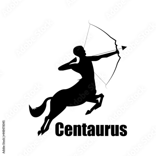 Centaurus Silhouette, Centaur Archer Carrying Archery suitable for logo and icon design, isolated on white background