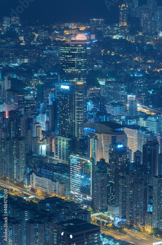 Night scene of aerial view of midtown of Hong Kong City © leeyiutung