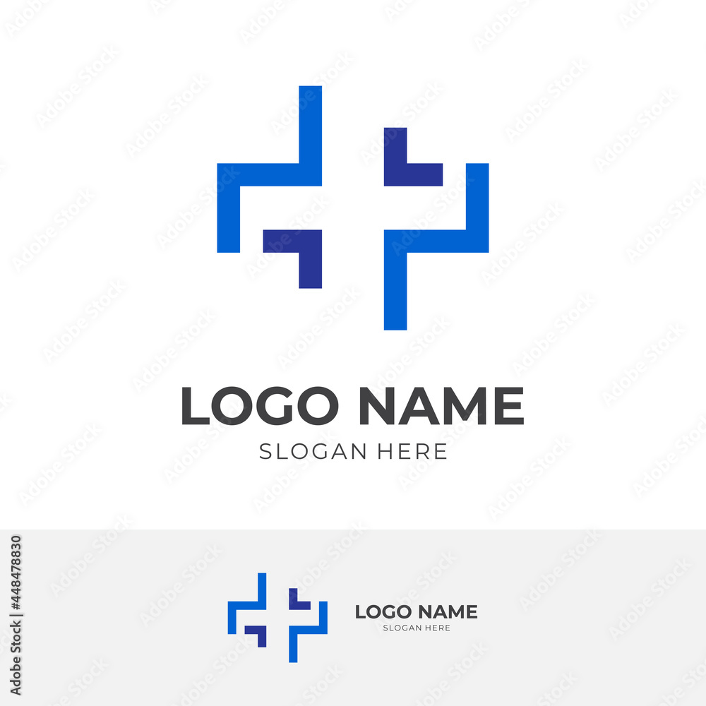 health logo design with line blue color style health logo design with line blue color style