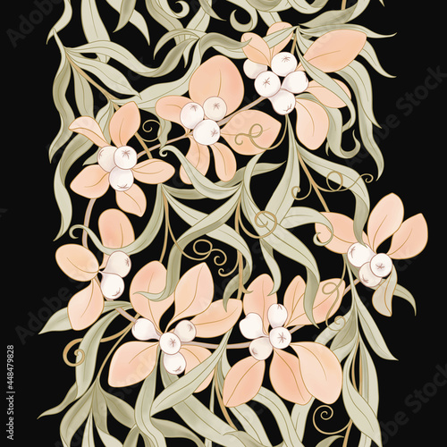 Floral Seamless pattern, background In art nouveau style, vintage, old, retro style. Colored vector illustration..