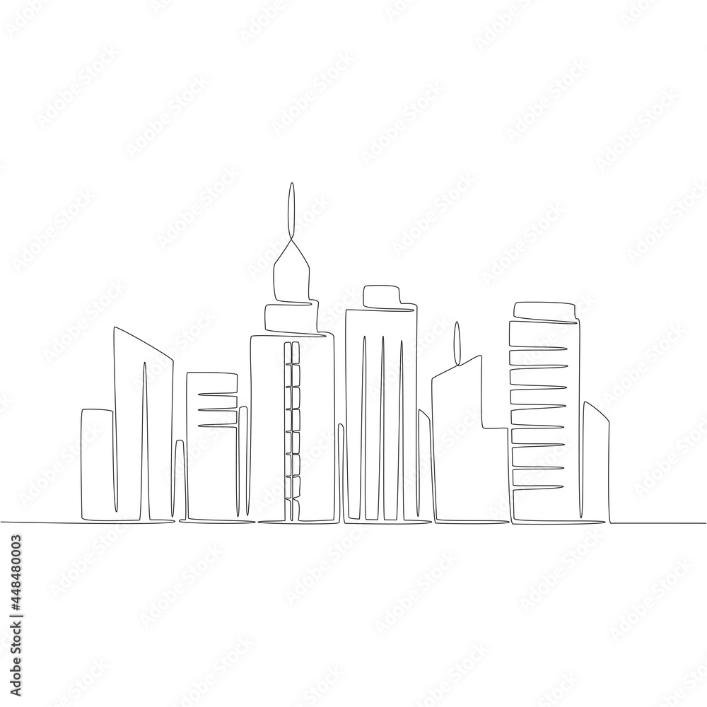 Fototapeta premium Continuous Line for Building View Vector Illustration.