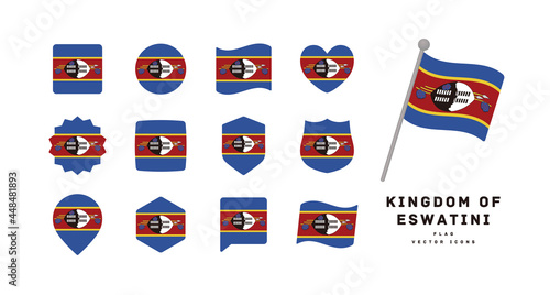 Kingdom of Eswatini flag icon set vector illustration