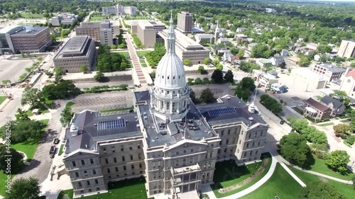 Lansing, MI Capitol Building passing from above photo