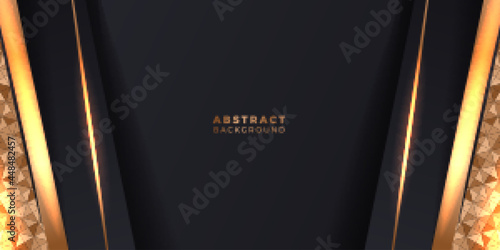geometrical shape Black and golden tile pattern luxury elegant abstract deluxe background
