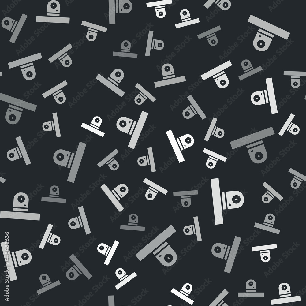 Grey Security camera icon isolated seamless pattern on black background. Vector Grey Security camera icon isolated seamless pattern on black background. Vector