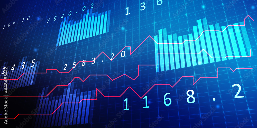 2d rendering Stock market online business concept. business Graph 2d rendering Stock market online business concept. business Graph